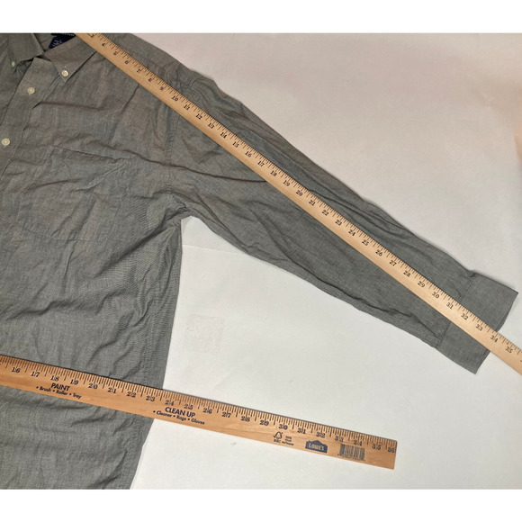 Structure mens gray office business work button down long sleeve shirt - Picture 6 of 7